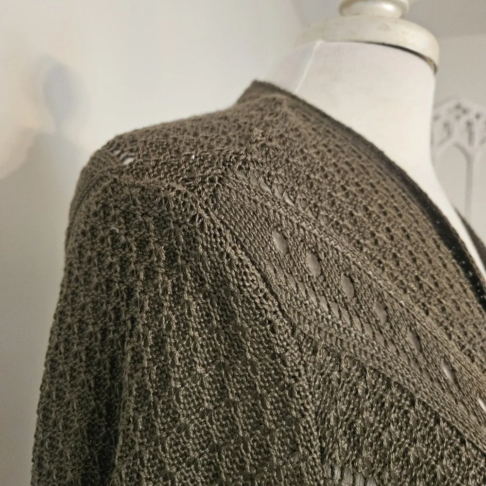 Its Our Time Women's Olive Green Long Length Knit  Open Cardigan NWT - Picture 6 of 15